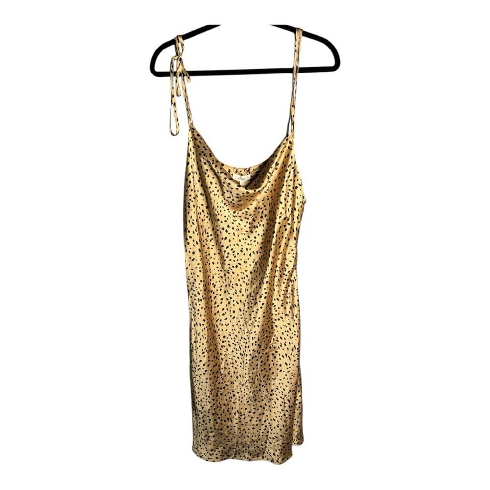 In Loom Tiger Print Slip Midi Dress Drape Neck & Tied Straps Side Zipper Large
